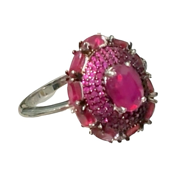 RARE Stunning 14k White Gold over Silver Antique Ruby Ring! - Picture 3 of 8